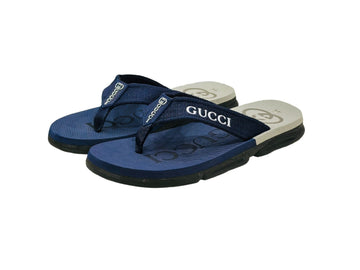 G-U-C-C-I Extra Soft Blue Cross Slippers