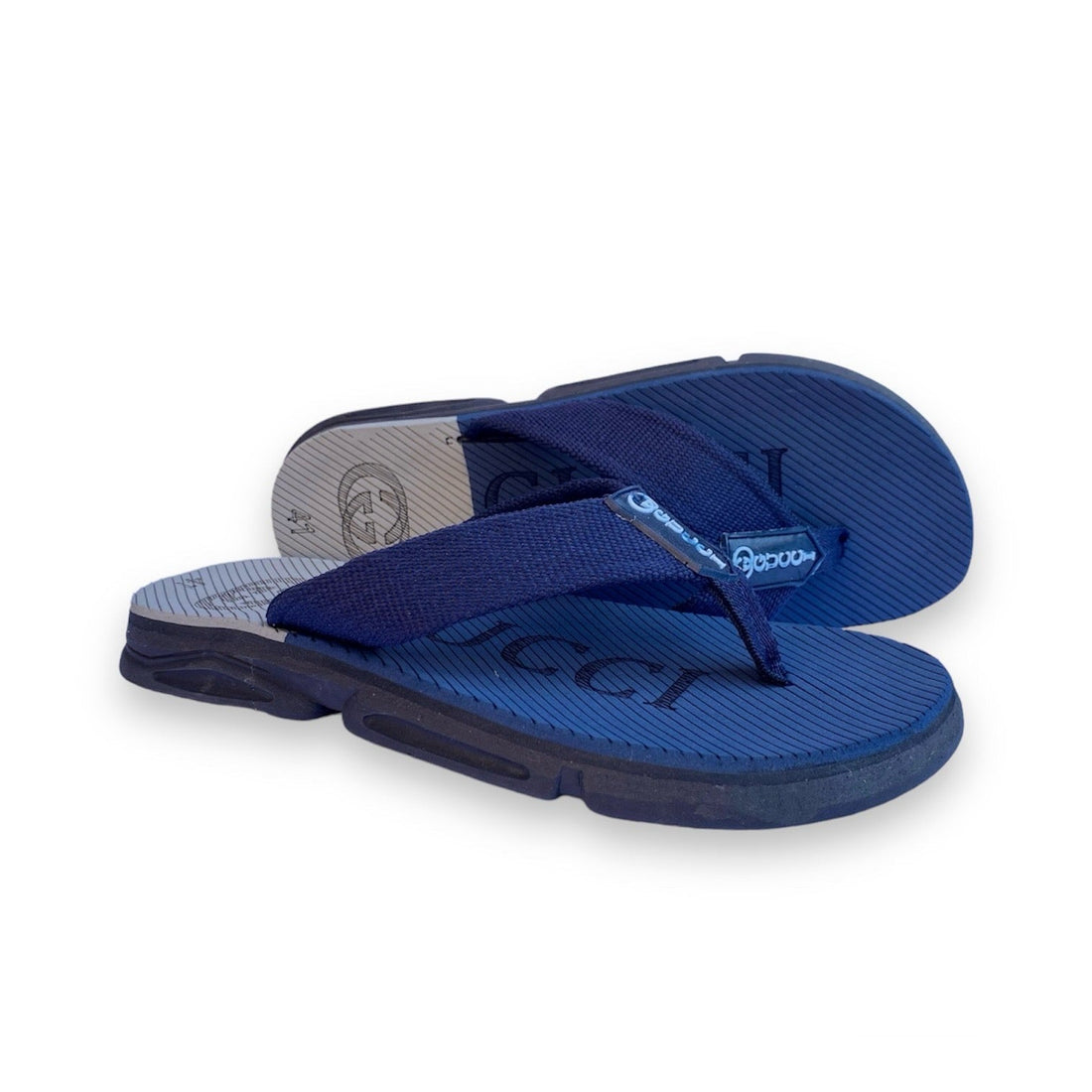 G-U-C-C-I High Sole Slippers ( Blue and Grey)