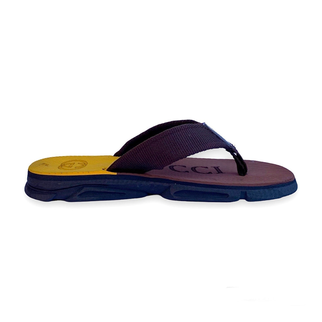 G-U-C-C-I High Sole Slippers (Brown and Yellow)